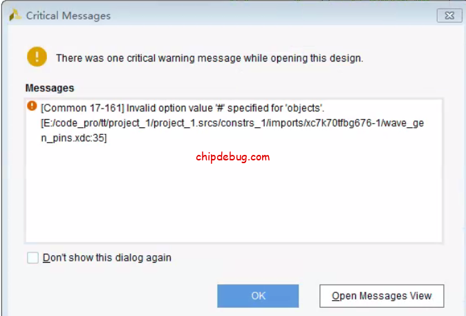 Xilinx FPGA的 XDC约束中加入注释,为什么会导致该约束失效?-ChipDebug