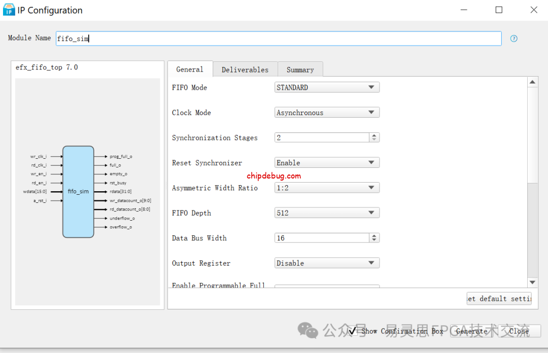 Efinity FIFO IP仿真问题 -v1-ChipDebug