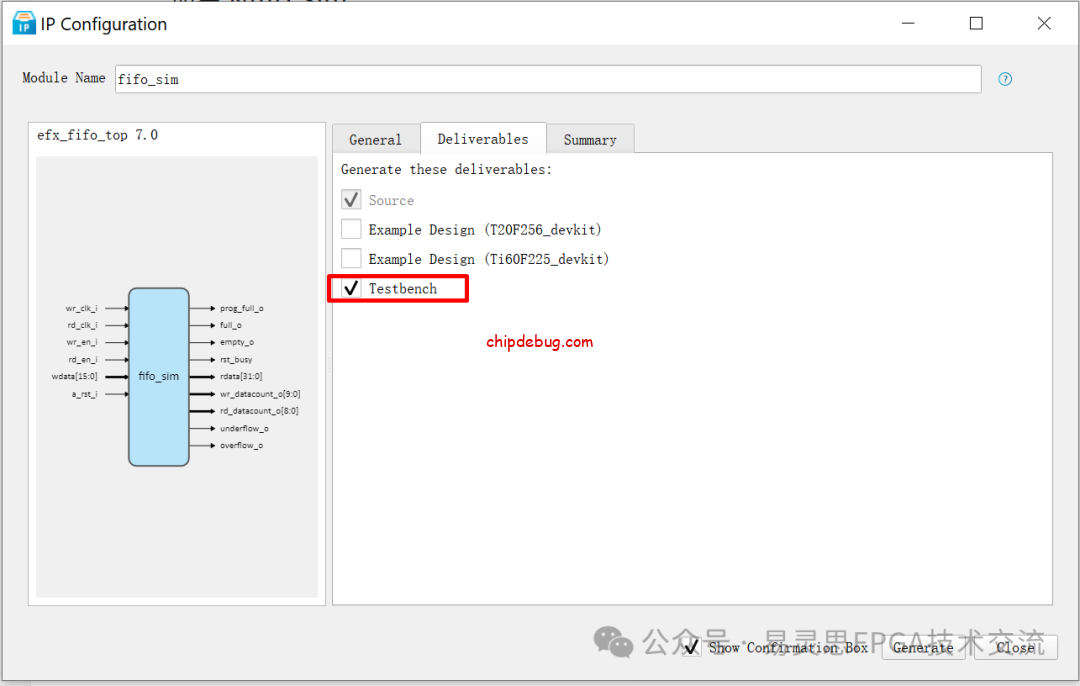 Efinity FIFO IP仿真问题 -v1-ChipDebug